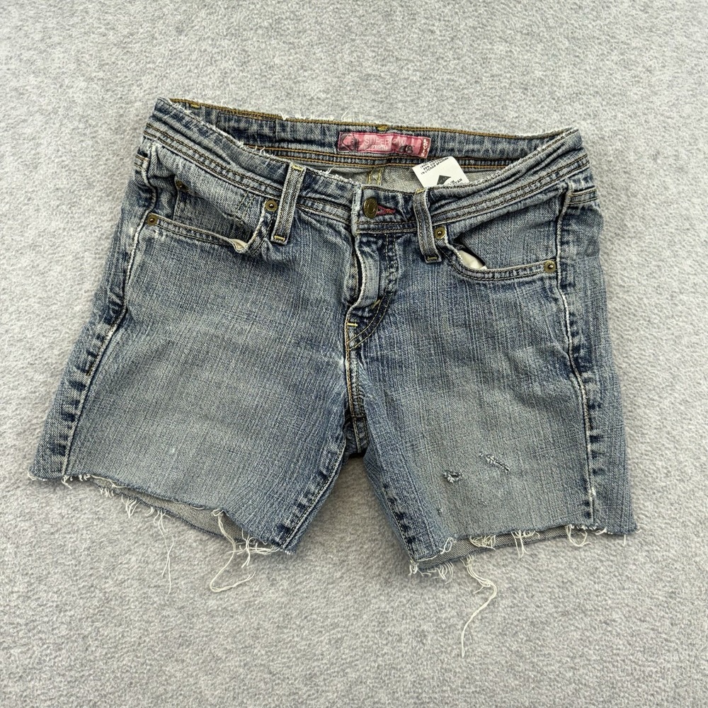 Levi's Jeans Shorts Light Wash Super Low Rise Mini Shortie Y2K Size 26" Denim